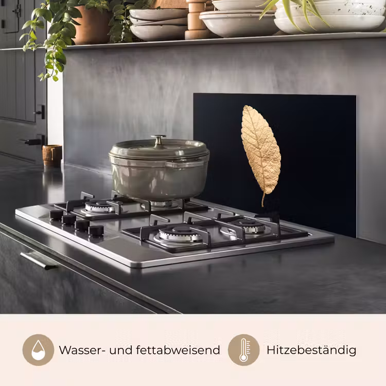 Black en gold - Bladeren - Zwart - Planten - Luxe keuken achterwand spatscherm klein -usp_DE