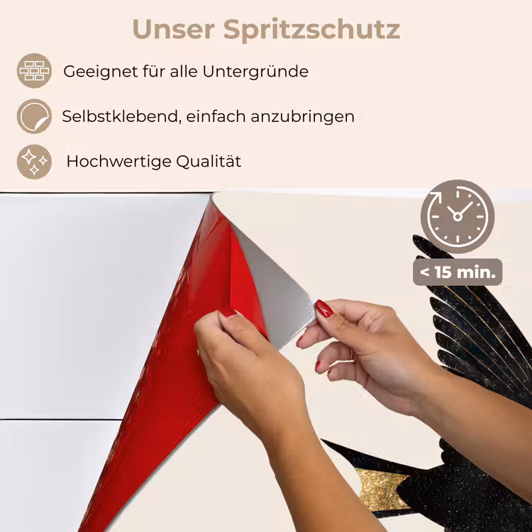 Zwarte zwaluw - Gouden accenten - Lichte achtergrond keuken achterwand spatscherm klein -spatscherm_DE