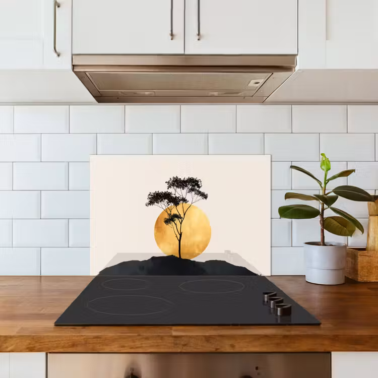 Zwarte boom - Gouden cirkel - Heuvel keuken achterwand spatscherm klein -sfeer2