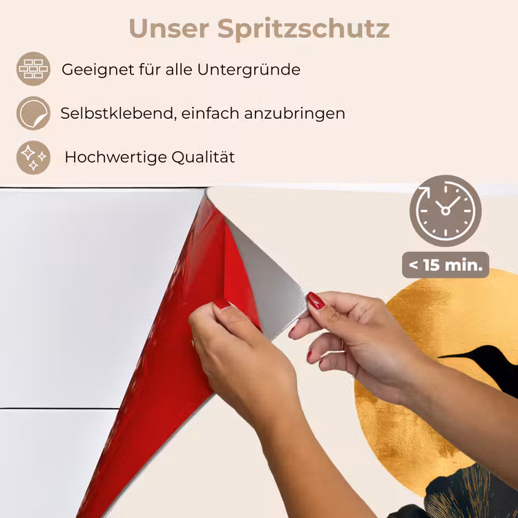 Zwarte kolibrie - Bloem - Gouden cirkel keuken achterwand spatscherm klein -spatscherm_DE