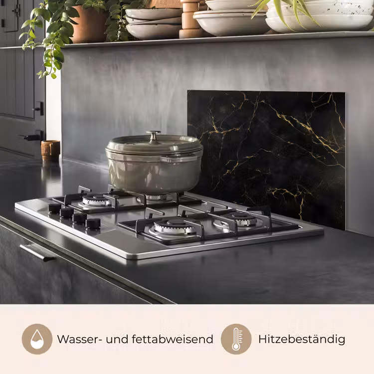Zwart marmer - Gouden aders - Klassiek keuken achterwand spatscherm klein -usp_DE