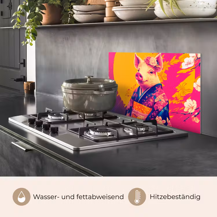 Varken - Bloemkroon - Kimono - Abstract keuken achterwand spatscherm klein -usp_DE