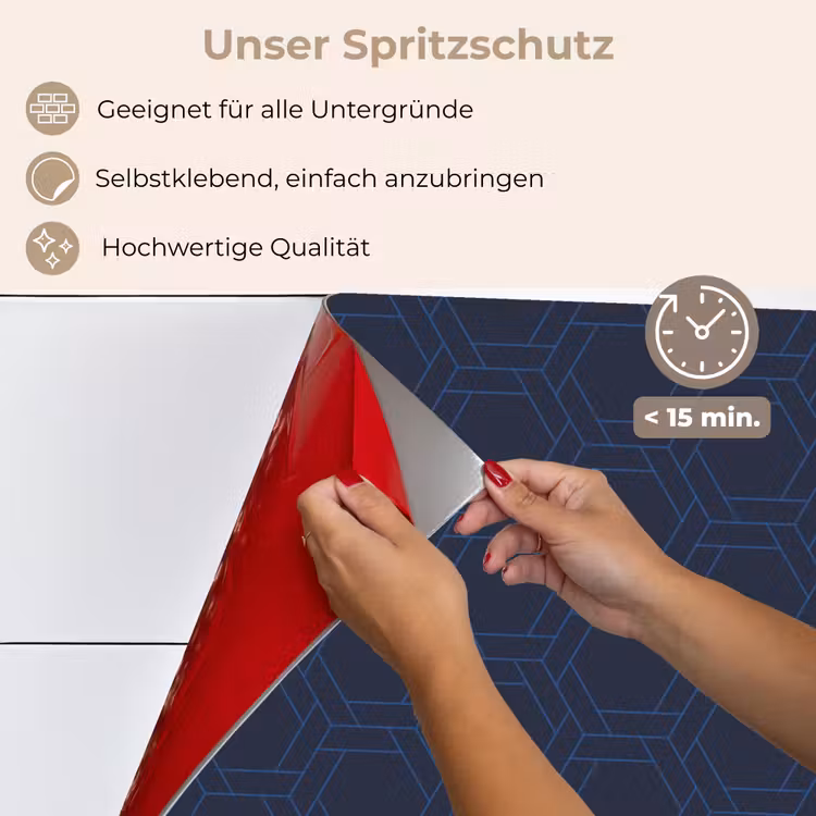 Hexagon - Patroon - Blauw keuken achterwand spatscherm klein 900 -spatscherm_DE
