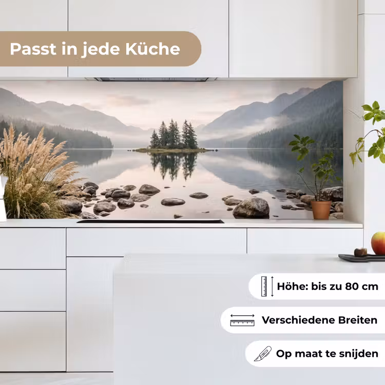 Meer - Bergen - Landschap - Groen keuken achterwand 2 middel -sfeer4_DE