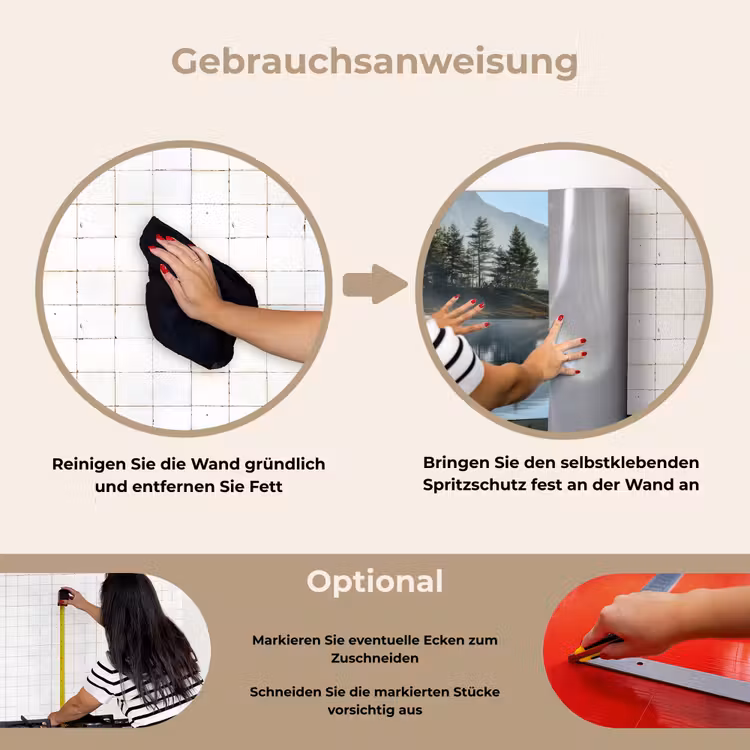 Meer - Mist - Bergen - Landschap keuken achterwand spatscherm klein -gebruiksaanwijzing_DE