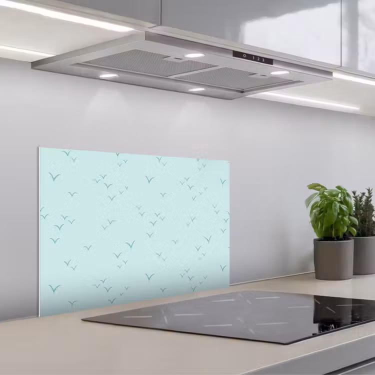 Meeuwen - Mint - Patroon keuken achterwand spatscherm klein 900 -3d_schuin
