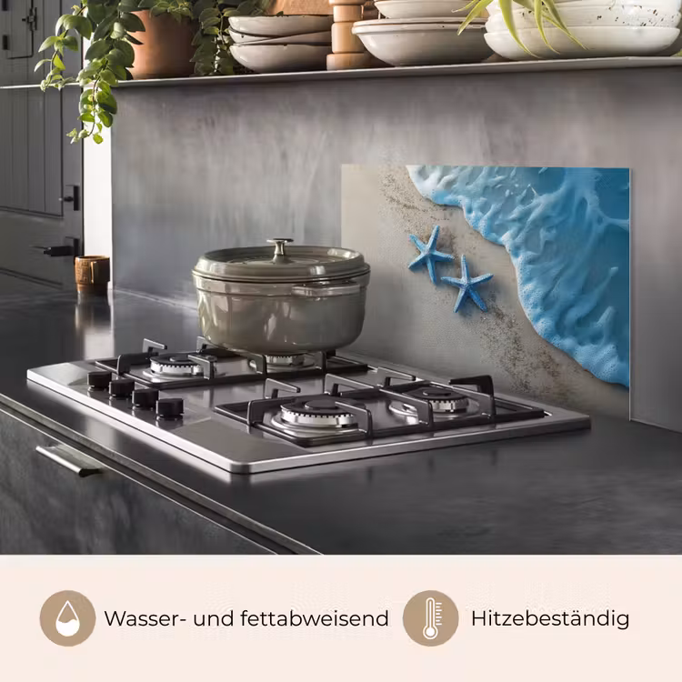Zeesterren - Zand - Zee - Blauw keuken achterwand spatscherm klein -usp_DE
