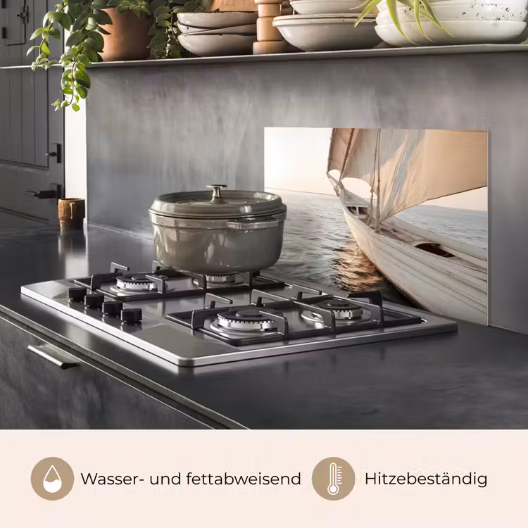 Zeilboot - Zee - Beige - Zon keuken achterwand spatscherm klein -usp_DE