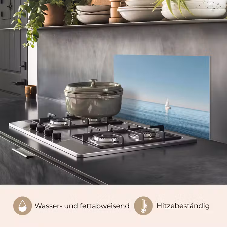 Zeilbootje - Kalme zee - Helderblauwe hemel keuken achterwand spatscherm klein -usp_DE