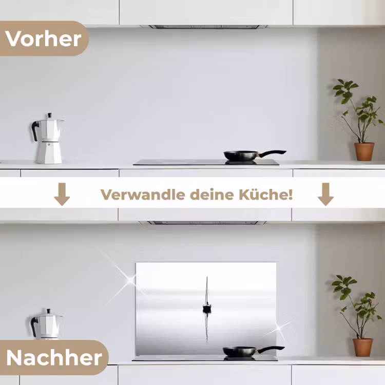 Zeilboot - Zwart - Water - Silhouet keuken achterwand spatscherm klein -voor_na_DE