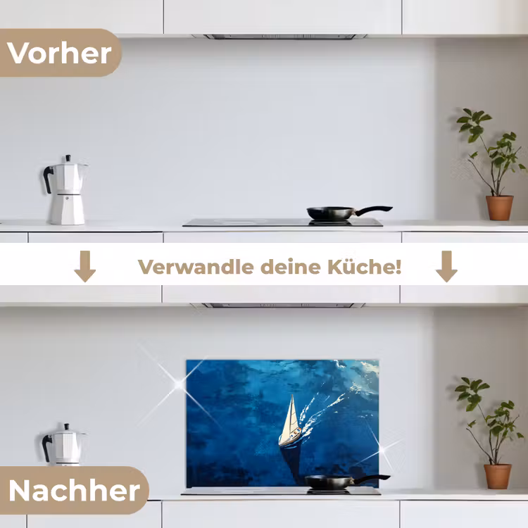Zeilboot - Water - Abstract - Schaduw keuken achterwand spatscherm klein -voor_na_DE