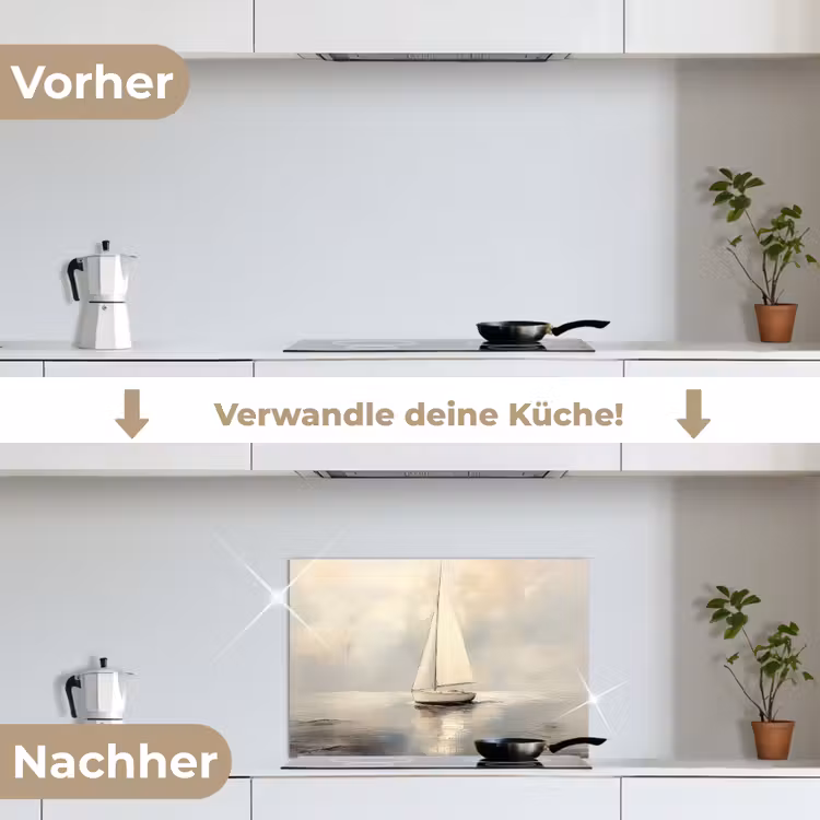 Zeilschip - Zee - Bewolkt keuken achterwand spatscherm klein -voor_na_DE