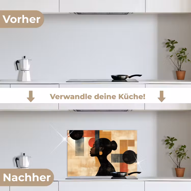 Zijaanzicht - Vrouw - Vormen keuken achterwand spatscherm klein -voor_na_DE