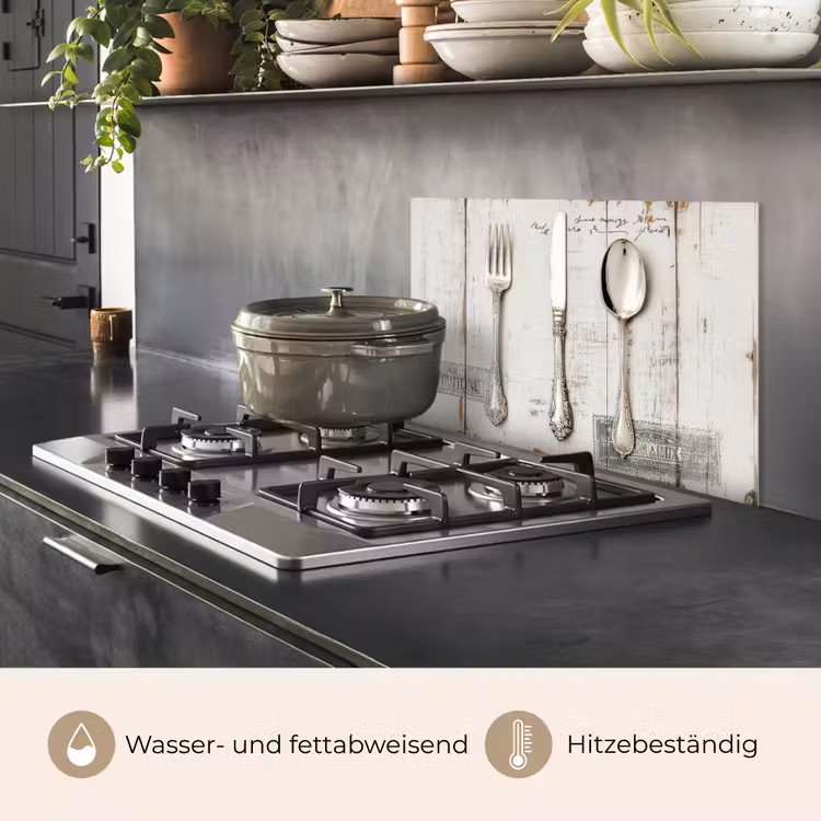 Zilver - Bestek - Hout keuken achterwand spatscherm klein -usp_DE