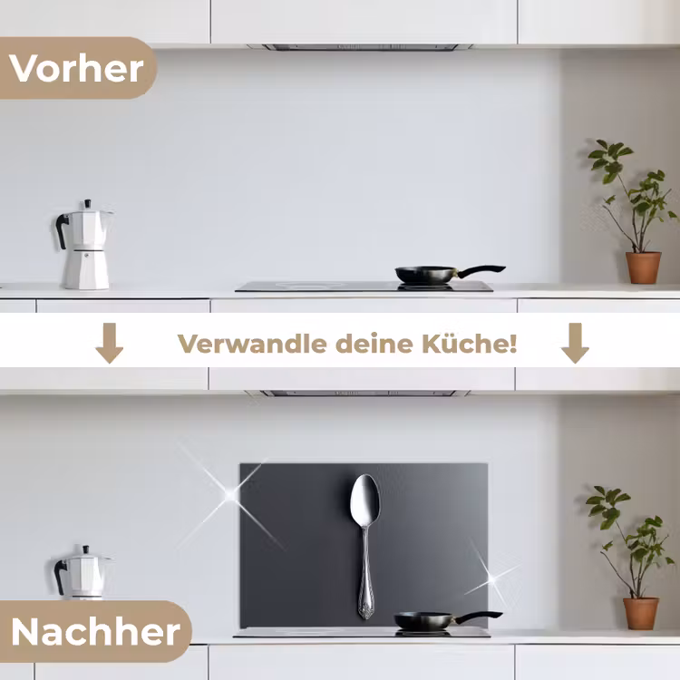 Zilver - Metaal - Lepel keuken achterwand spatscherm klein -voor_na_DE