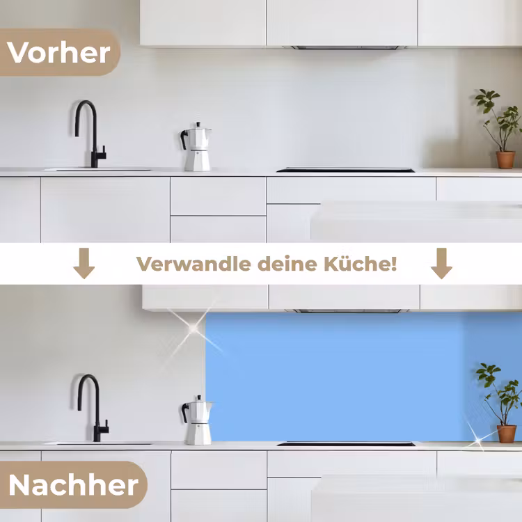 Sky - Glow - Blauw keuken achterwand 2 middel 871 -voor-na_DE