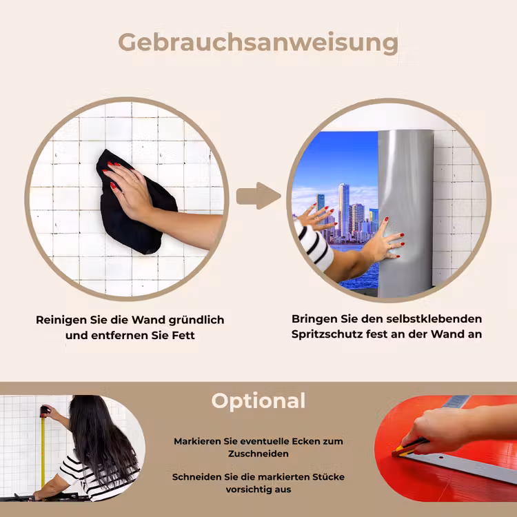 Skyline - Blauw - Wolkenkrabbers - Stad keuken achterwand spatscherm klein -gebruiksaanwijzing_DE