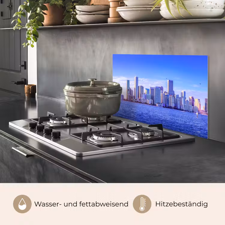 Skyline - Blauw - Wolkenkrabbers - Stad keuken achterwand spatscherm klein -usp_DE