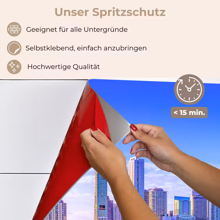 Skyline - Blauw - Wolkenkrabbers - Stad keuken achterwand spatscherm klein -spatscherm_DE