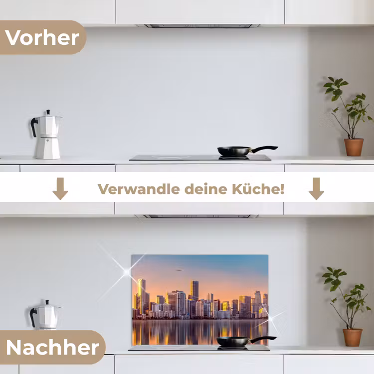 Skyline - Gebouwen - Steden keuken achterwand spatscherm klein -voor_na_DE