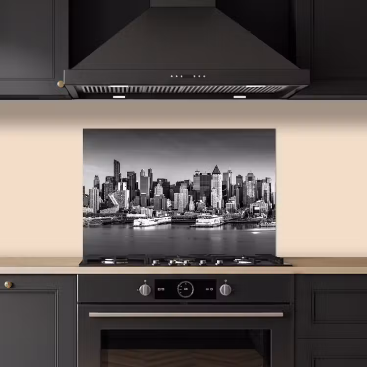 Skyline - Stad - Wolkenkrabbers - Zwart - Wit keuken achterwand spatscherm klein -sfeer1