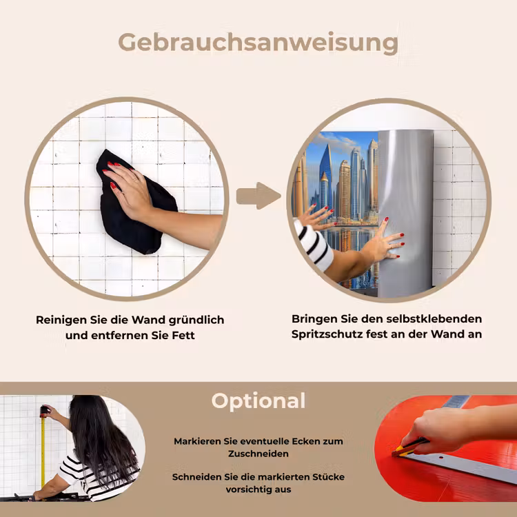 Skyline - Wolkenkrabbers - Water - Blauw keuken achterwand spatscherm klein -gebruiksaanwijzing_DE