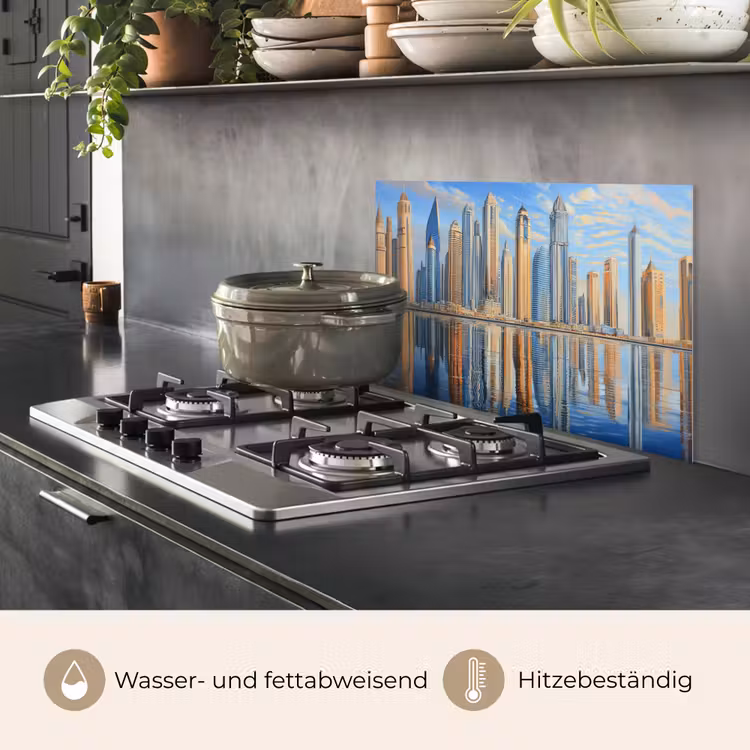 Skyline - Wolkenkrabbers - Water - Blauw keuken achterwand spatscherm klein -usp_DE