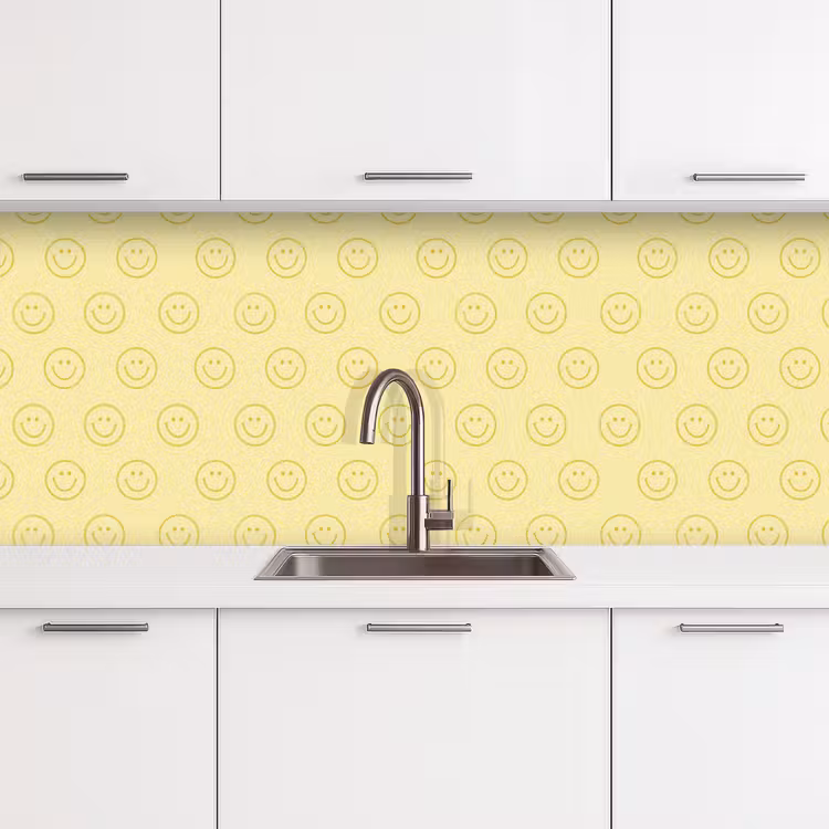 Smileys - Patroon - Retro - Zachtgeel keuken achterwand 2 middel 871 -3d