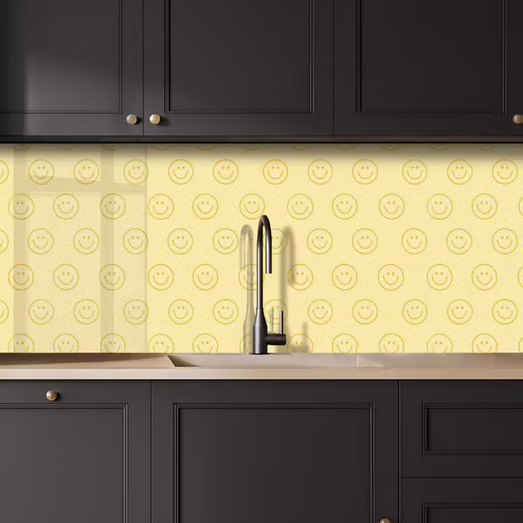 Smileys - Patroon - Retro - Zachtgeel keuken achterwand 2 middel 871 -sfeer1