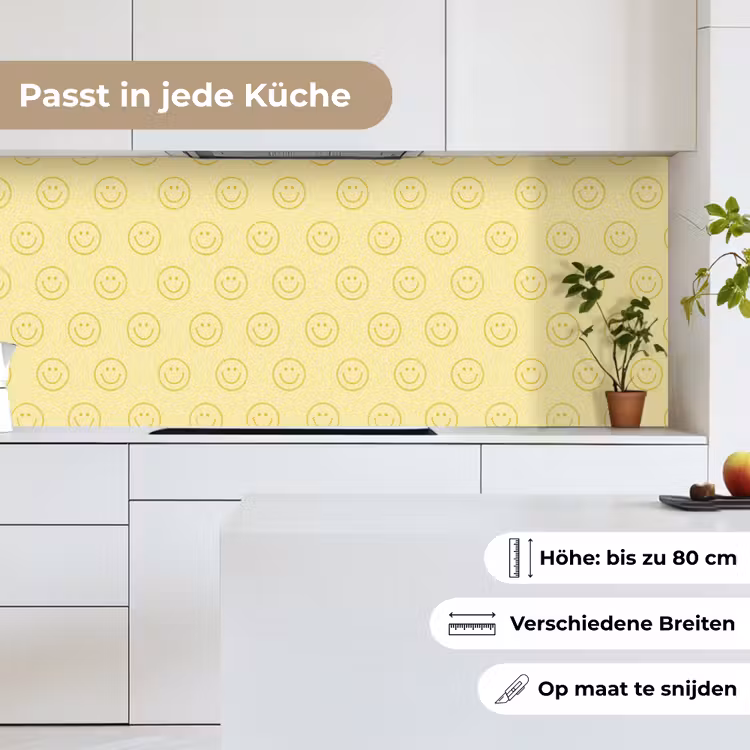 Smileys - Patroon - Retro - Zachtgeel keuken achterwand 2 middel 871 -sfeer4_DE