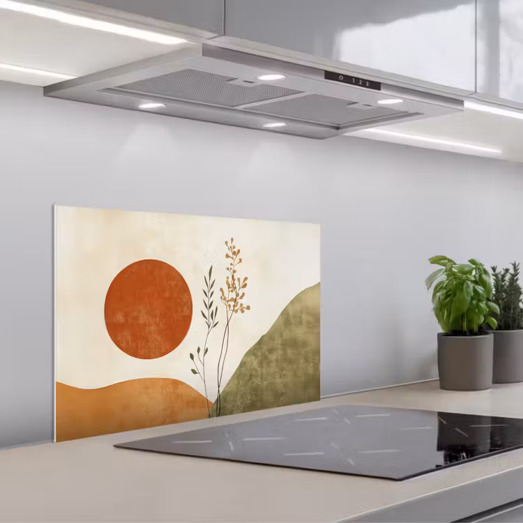 Zon - Abstract - Takken - Oranje keuken achterwand spatscherm klein -3d_schuin