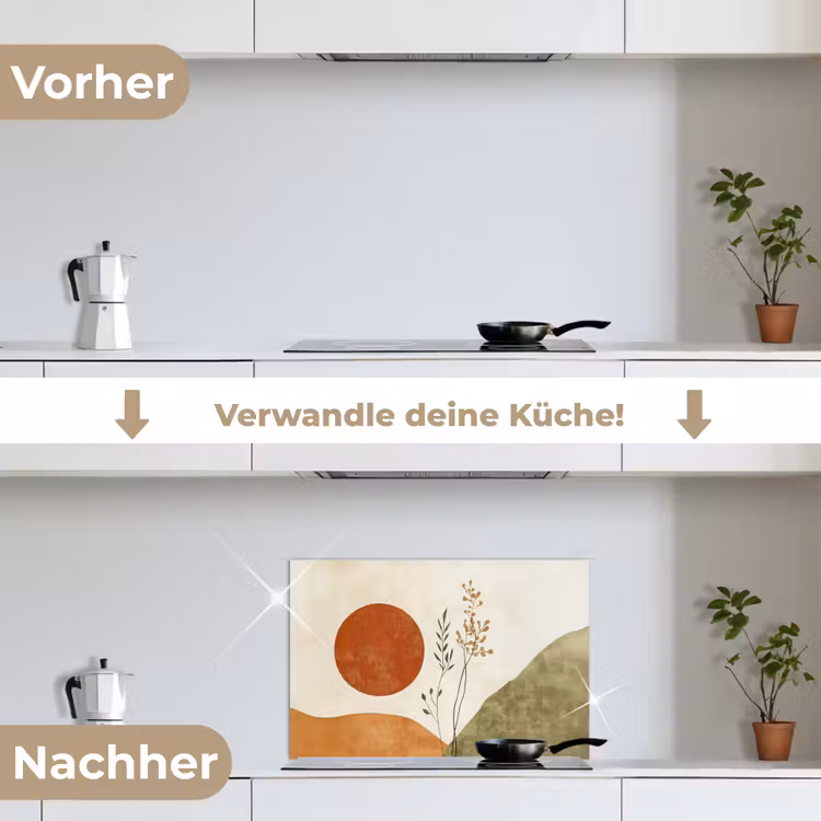 Zon - Abstract - Takken - Oranje keuken achterwand spatscherm klein -voor_na_DE