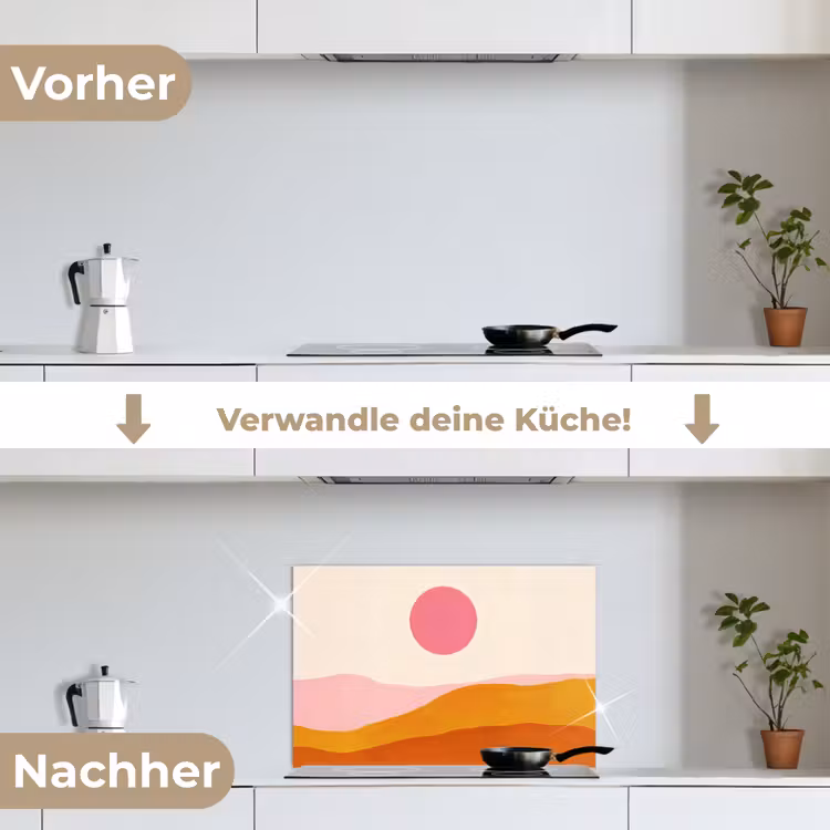 Zon - Heuvels - Abstract - Roze keuken achterwand spatscherm klein -voor_na_DE