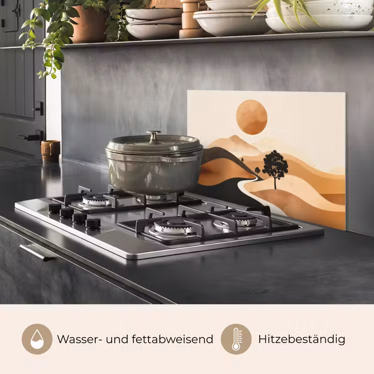 Zon - Heuvels - Boom - Abstract keuken achterwand spatscherm klein -usp_DE