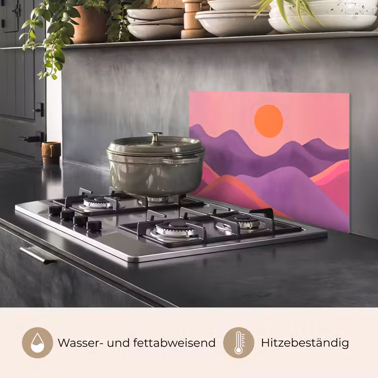 Zon - Heuvels - Paars - Abstract keuken achterwand spatscherm klein -usp_DE