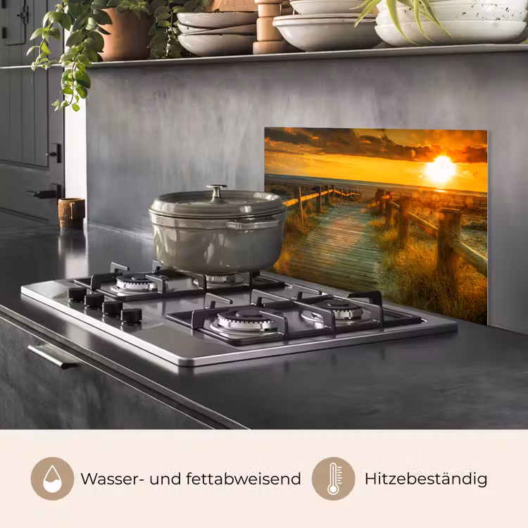 Zon - Strand - Duin - Horizon - Gras - Pad - Oranje keuken achterwand spatscherm klein -usp_DE