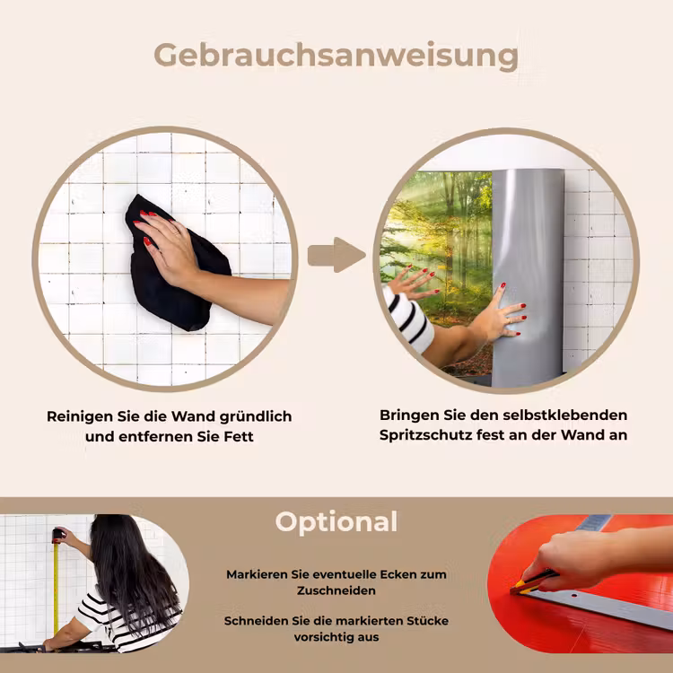 Zon - Bos - Bomen - Natuur - Herfst keuken achterwand spatscherm klein -gebruiksaanwijzing_DE