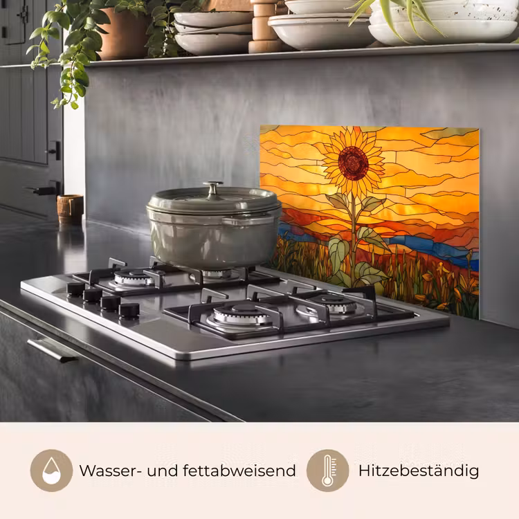 Zonnebloem - Mozaïek - Zonsondergang - Geel keuken achterwand spatscherm klein -usp_DE