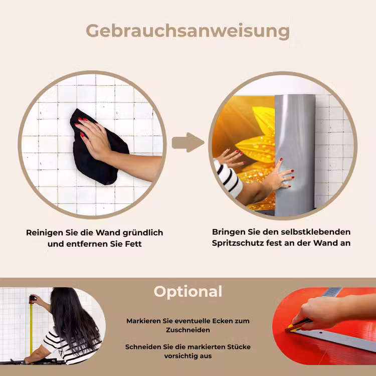 Zonnebloem - Dauwdruppels - Geel - Zonlicht keuken achterwand spatscherm klein -gebruiksaanwijzing_DE