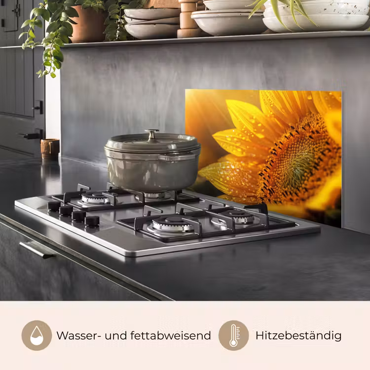 Zonnebloem - Dauwdruppels - Geel - Zonlicht keuken achterwand spatscherm klein -usp_DE