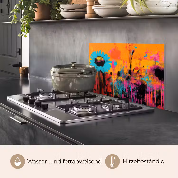Zonnebloemen - Abstract - Oranje keuken achterwand spatscherm klein -usp_DE