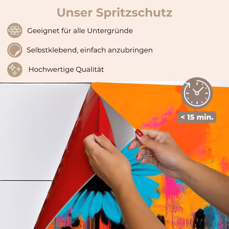 Zonnebloemen - Abstract - Oranje keuken achterwand spatscherm klein -spatscherm_DE
