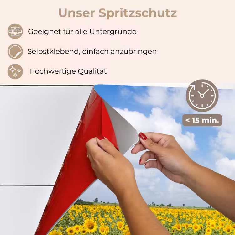 Zonnebloemen - Bloemen - Wolken - Natuur - Geel - Landschap keuken achterwand spatscherm klein -spatscherm_DE