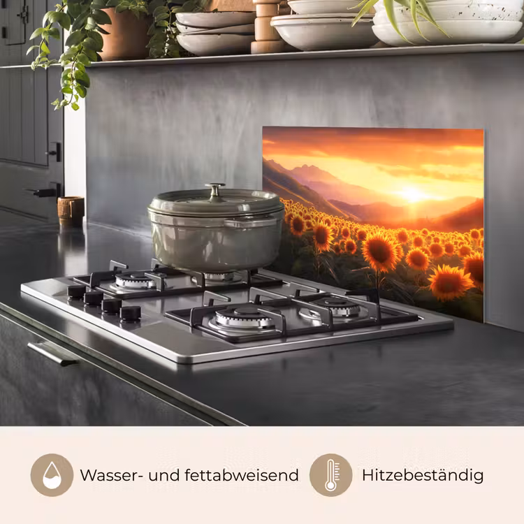 Zonnebloemen - Zonsondergang - Landschap keuken achterwand spatscherm klein -usp_DE