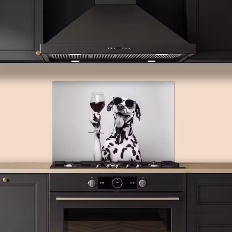 Zonnebril - Dalmatiër - Wijnglas - Tong keuken achterwand spatscherm klein -sfeer1