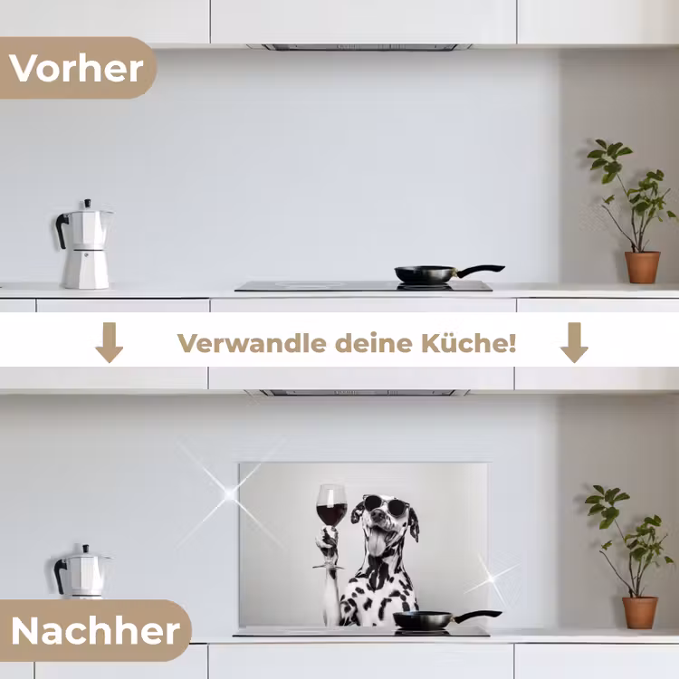 Zonnebril - Dalmatiër - Wijnglas - Tong keuken achterwand spatscherm klein -voor_na_DE