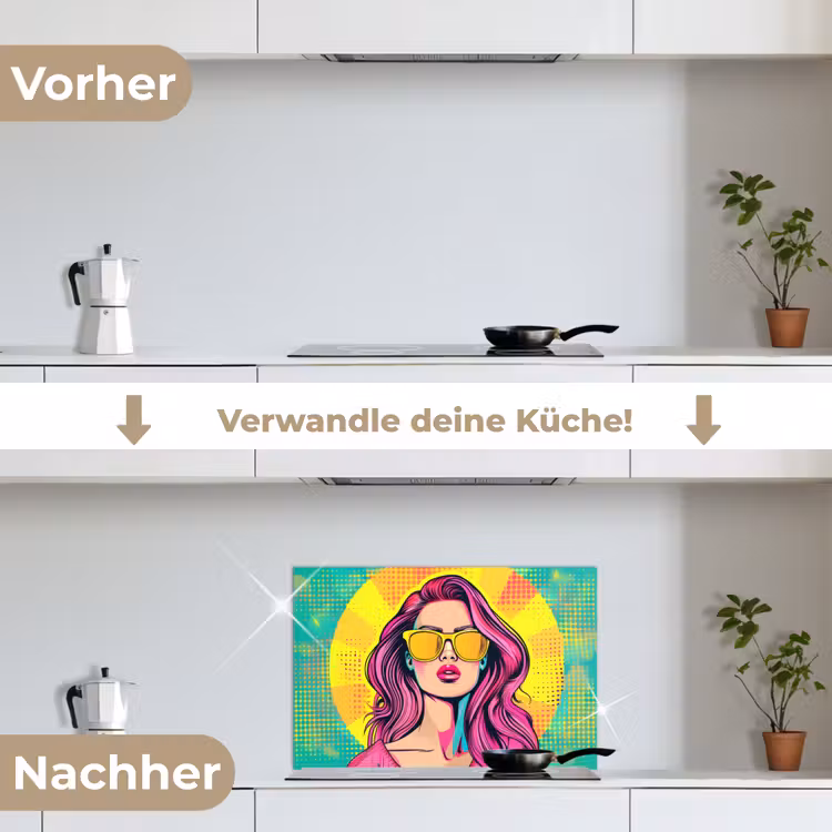 Zonnebril - Vrouw - Zonnig - Geel keuken achterwand spatscherm klein -voor_na_DE