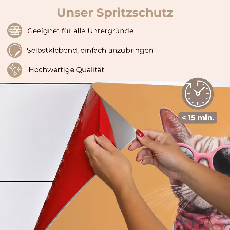 Zonnebril - Kat - Sjaal - Bloemen keuken achterwand spatscherm klein -spatscherm_DE