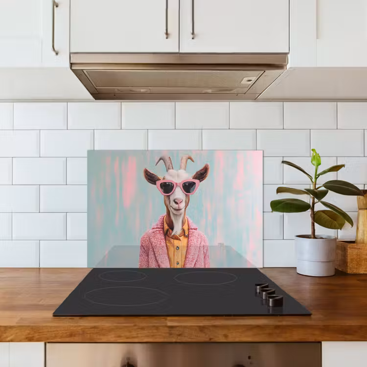 Zonnebril - Roze - Geit - Horen keuken achterwand spatscherm klein -sfeer2