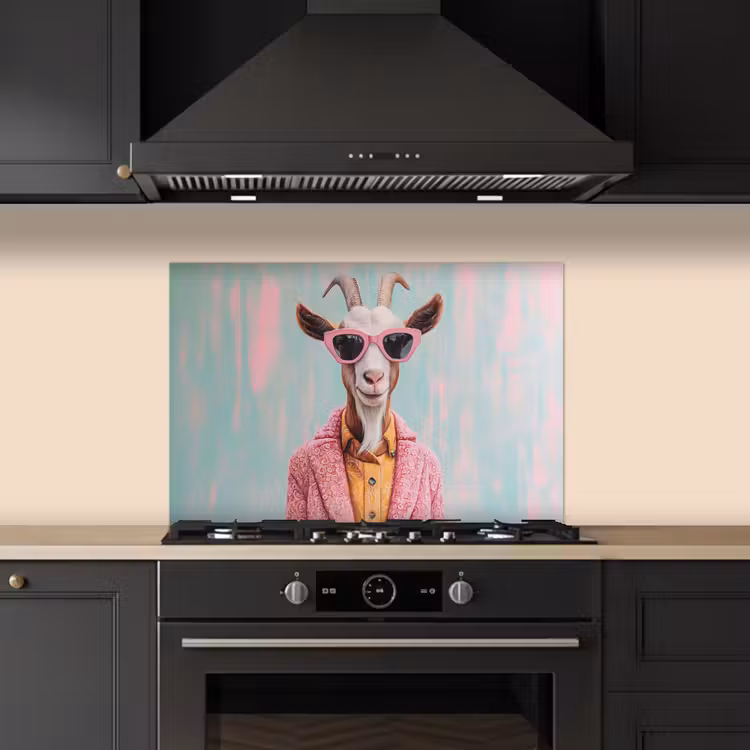 Zonnebril - Roze - Geit - Horen keuken achterwand spatscherm klein -sfeer1